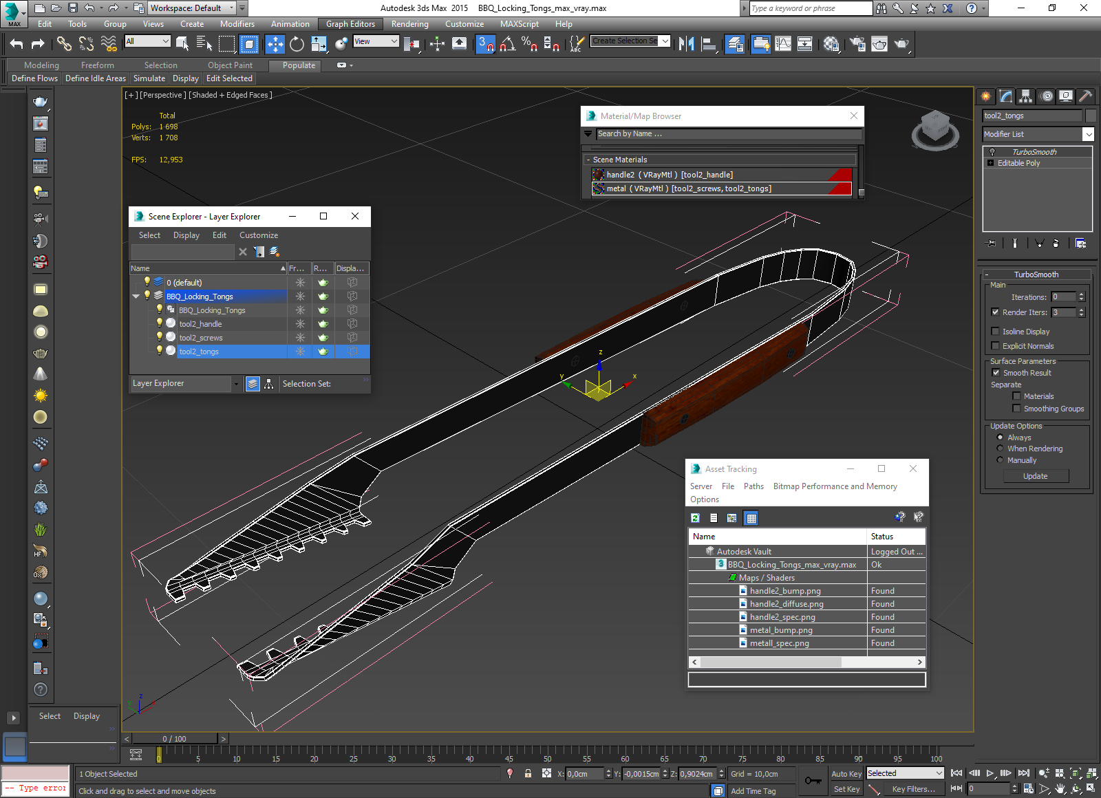 BBQ Locking Tongs 3D