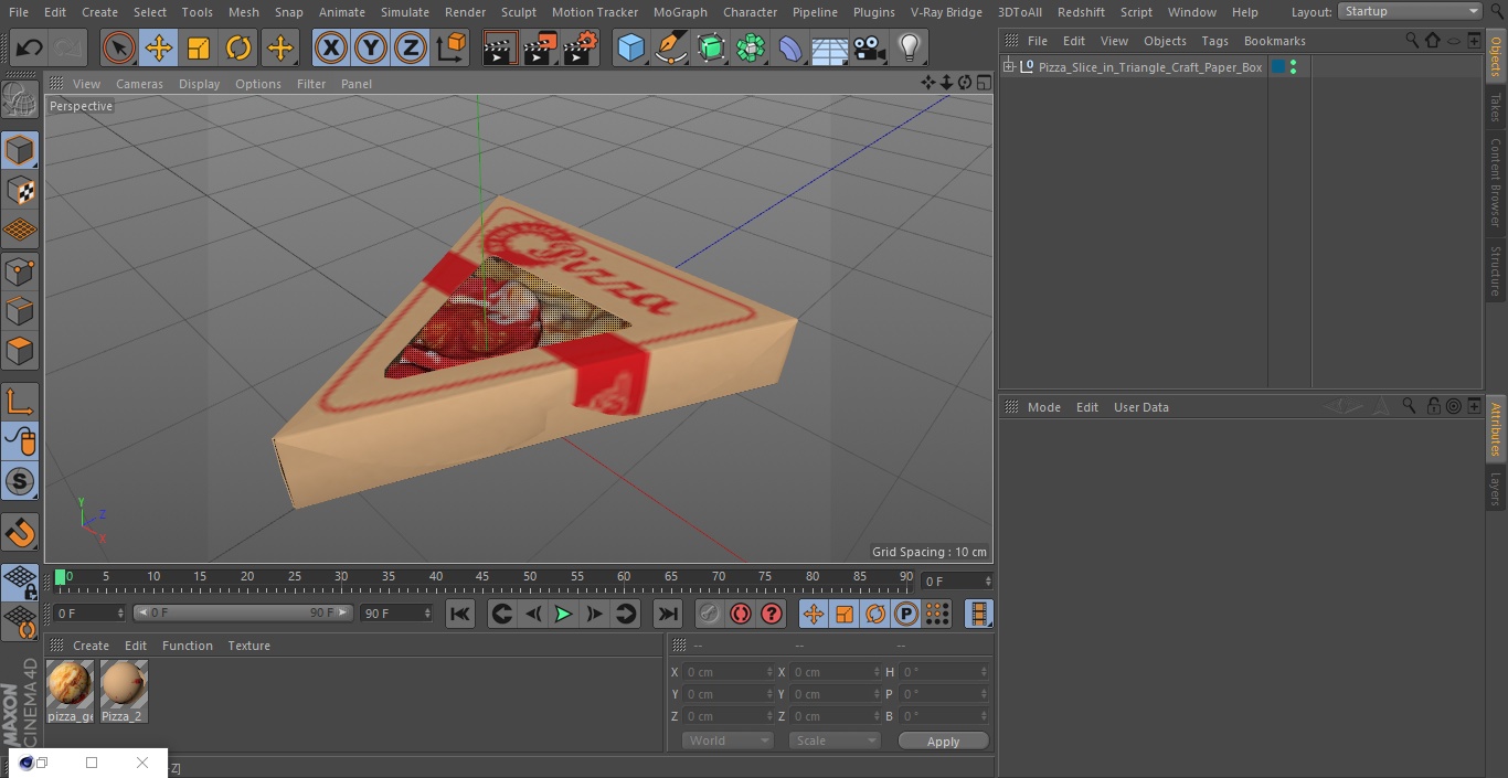 Pizza Slice in Triangle Craft Paper Box 3D model