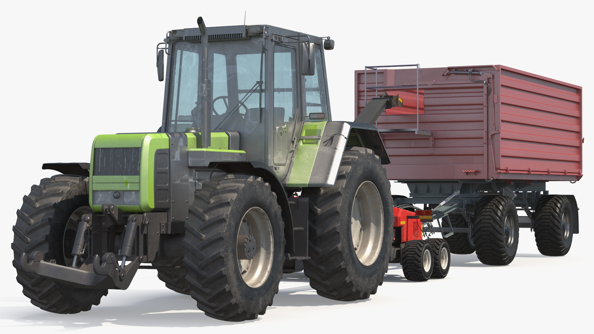 Tractor with Forage Harvester with Dump Trailer 3D