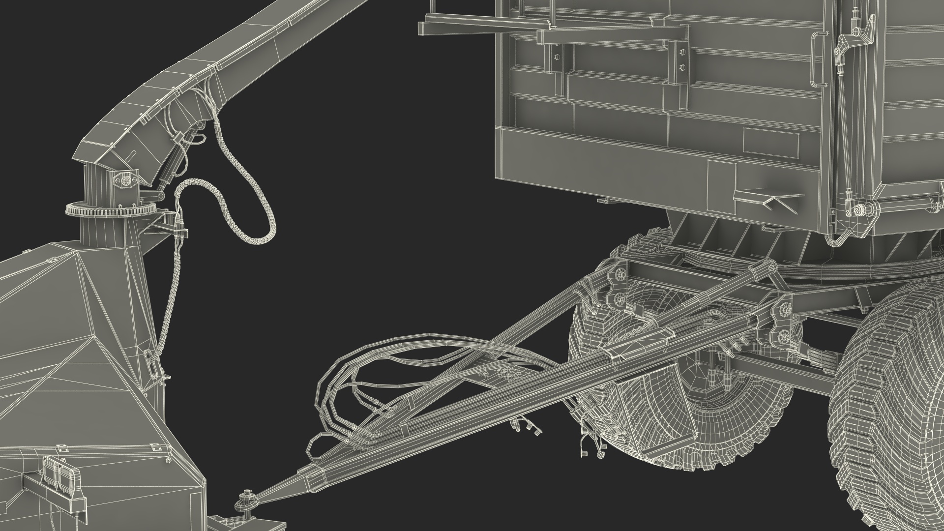 Tractor with Forage Harvester with Dump Trailer 3D