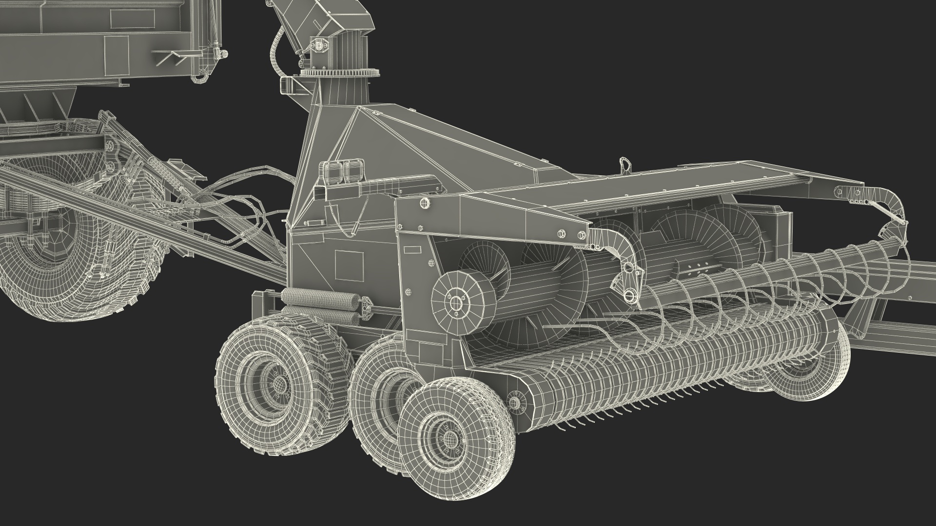 Tractor with Forage Harvester with Dump Trailer 3D