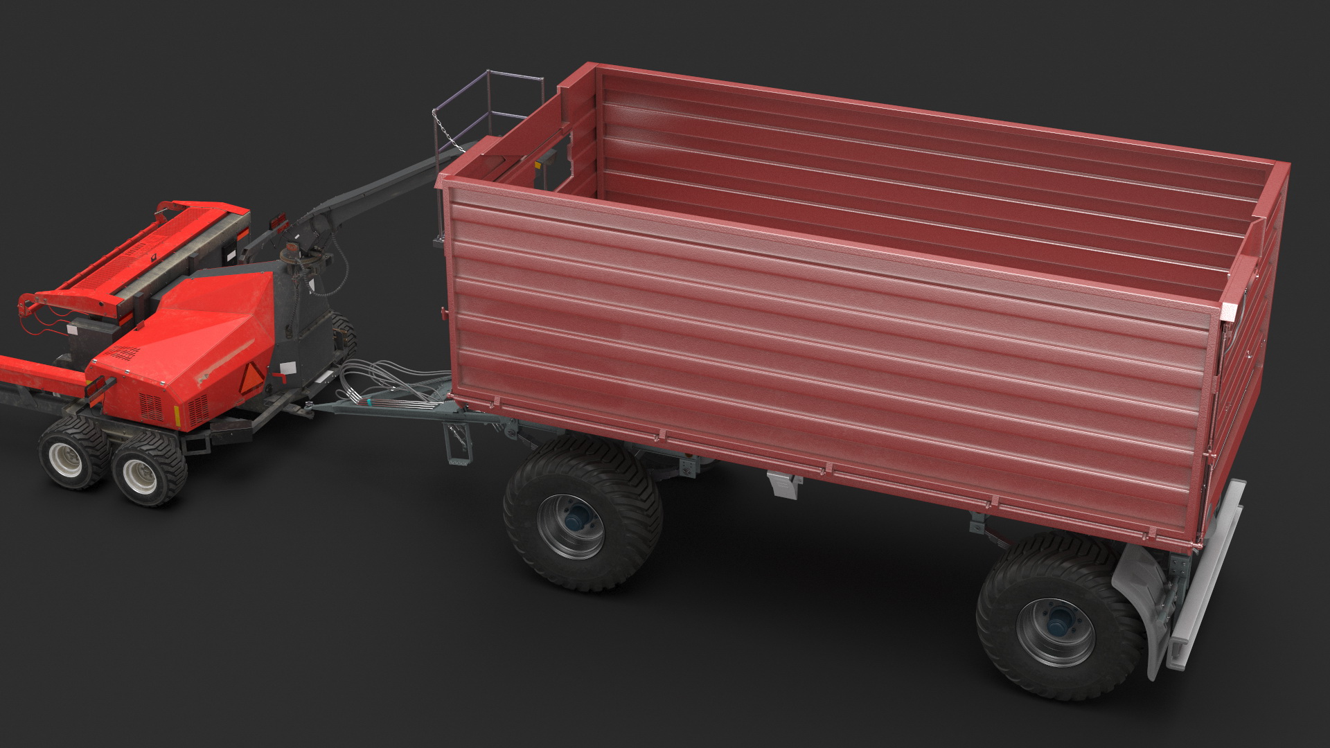 Tractor with Forage Harvester with Dump Trailer 3D