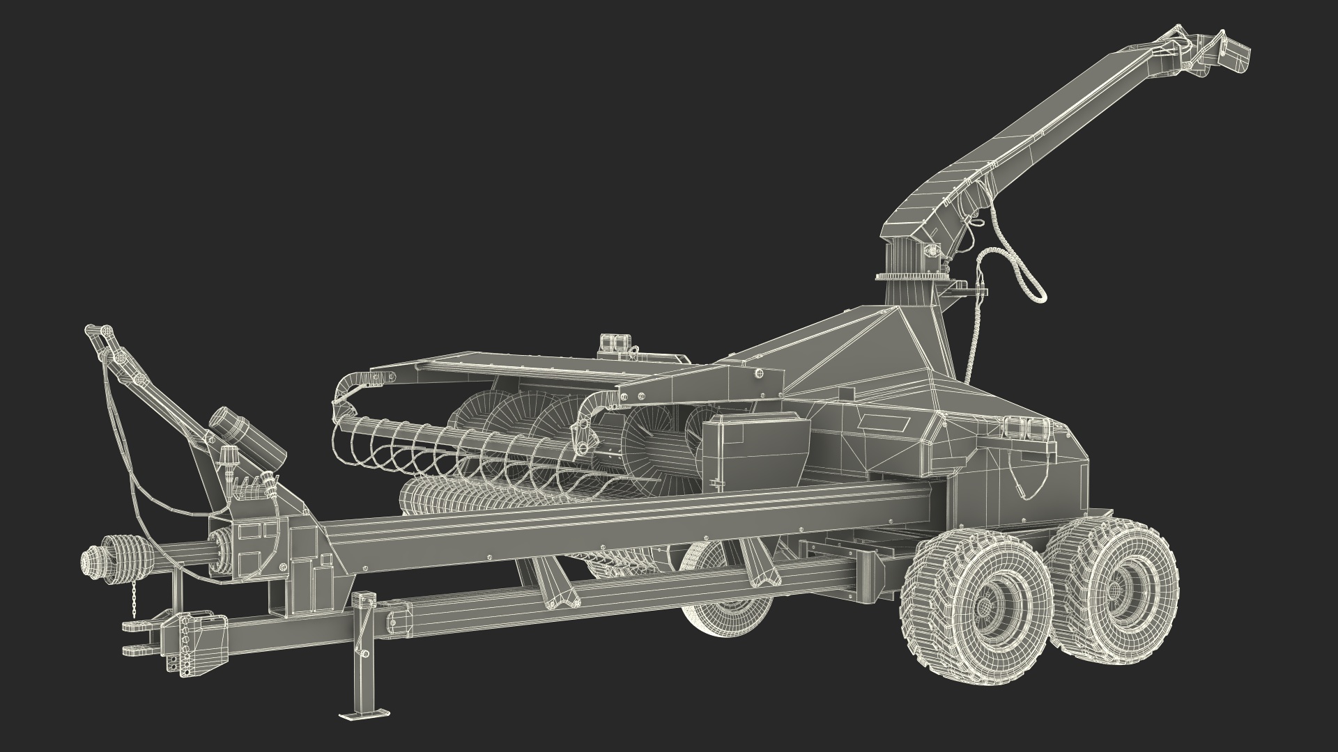 Tractor with Forage Harvester with Dump Trailer 3D