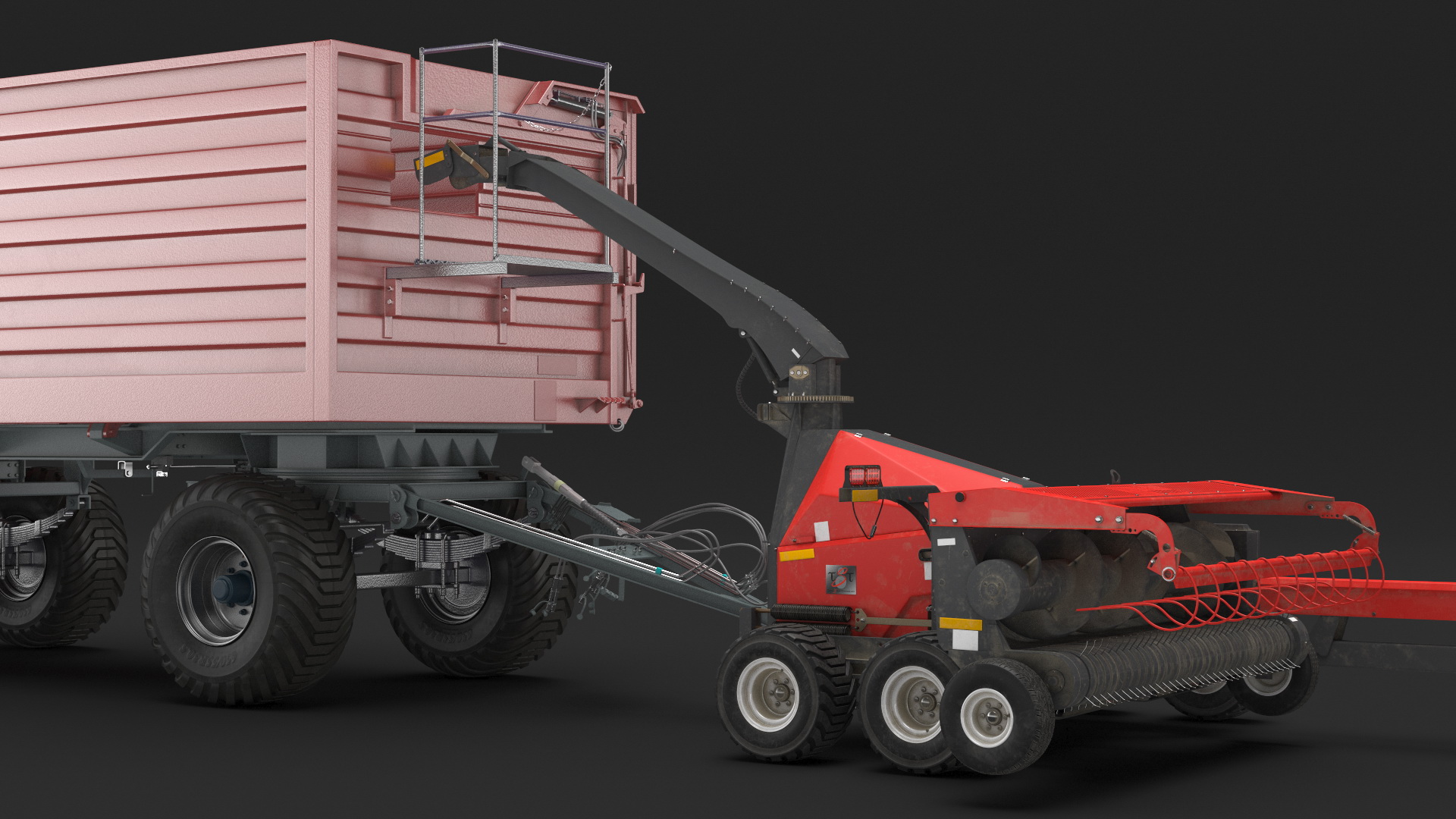 Tractor with Forage Harvester with Dump Trailer 3D