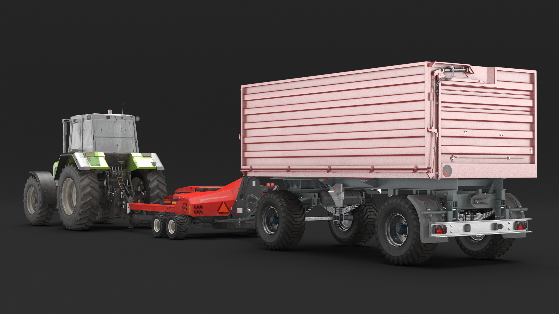 Tractor with Forage Harvester with Dump Trailer 3D