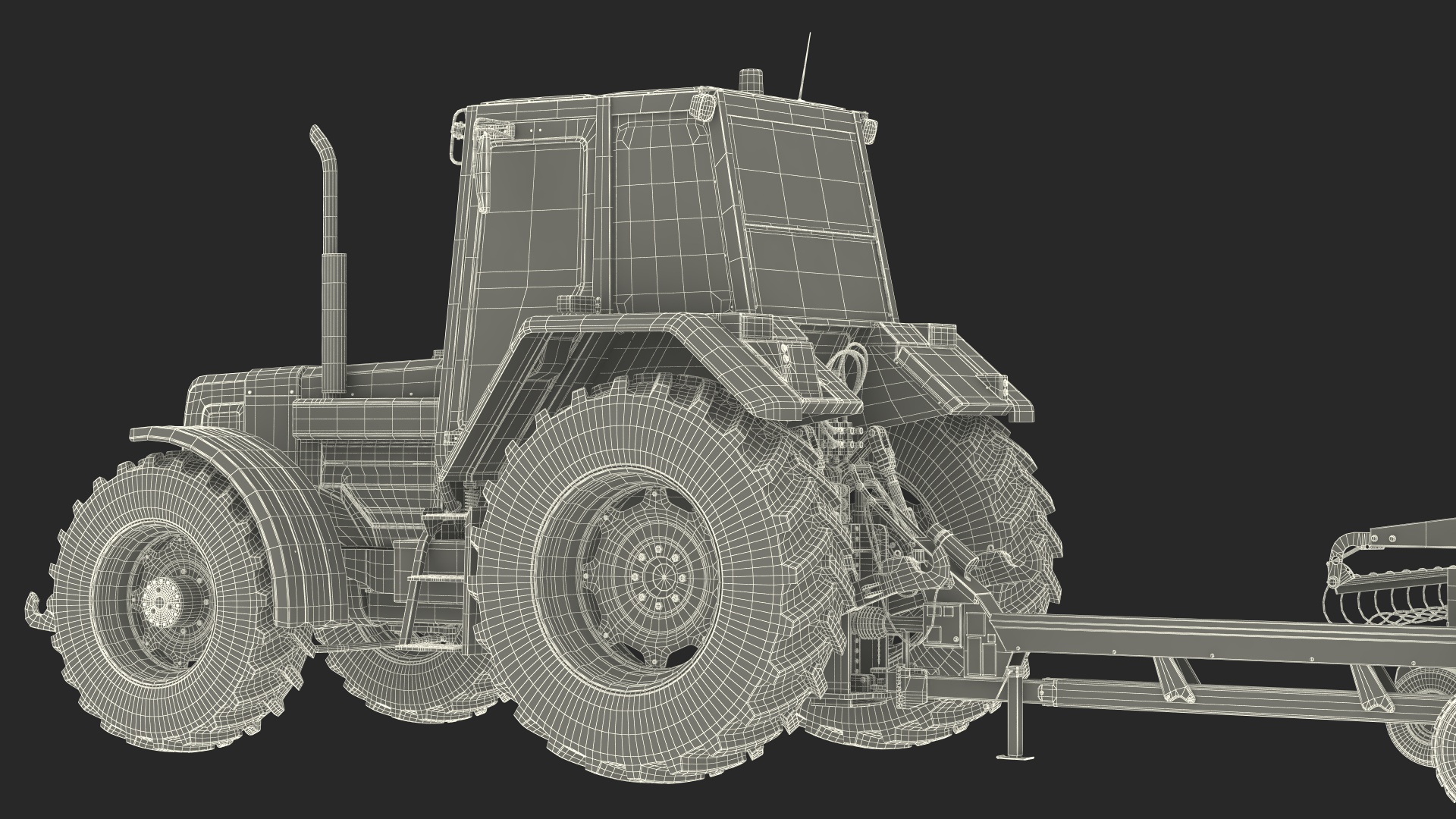 Tractor with Forage Harvester with Dump Trailer 3D