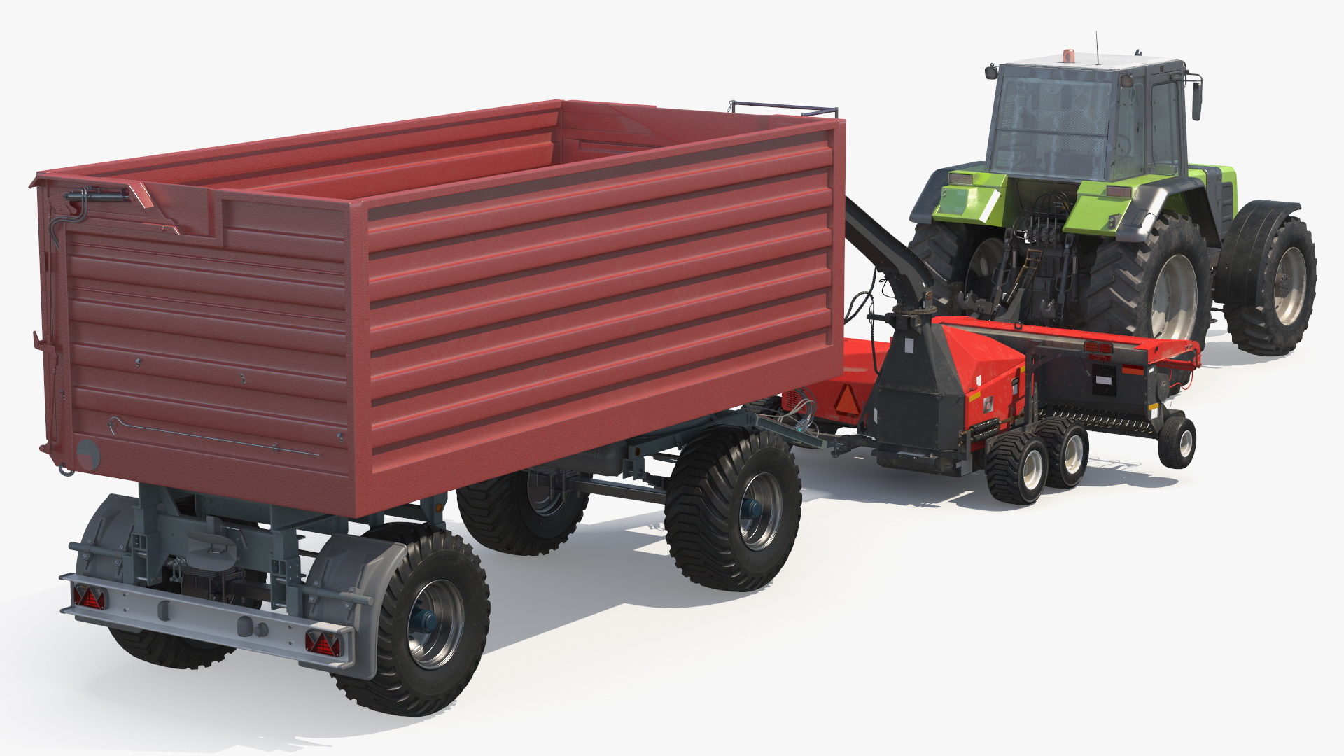 Tractor with Forage Harvester with Dump Trailer 3D