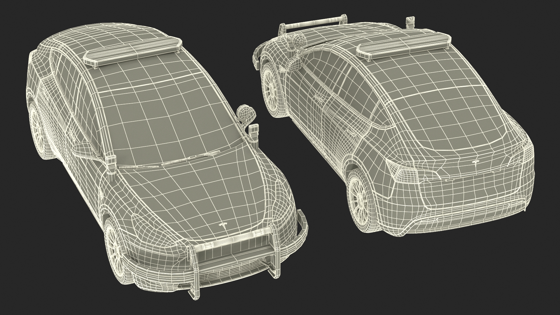 3D Tesla Model Y Police Simple Interior