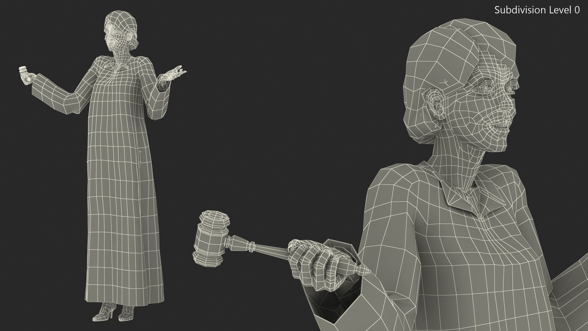 3D Female Magistrate Holding Gavel