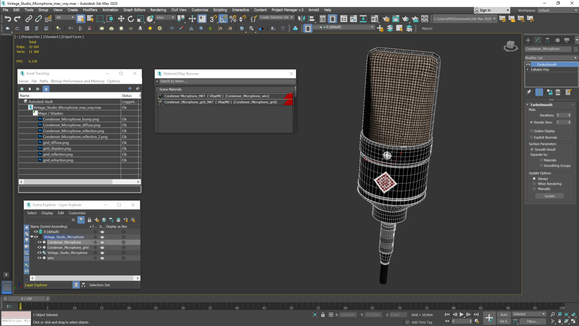 3D model Vintage Studio Microphone