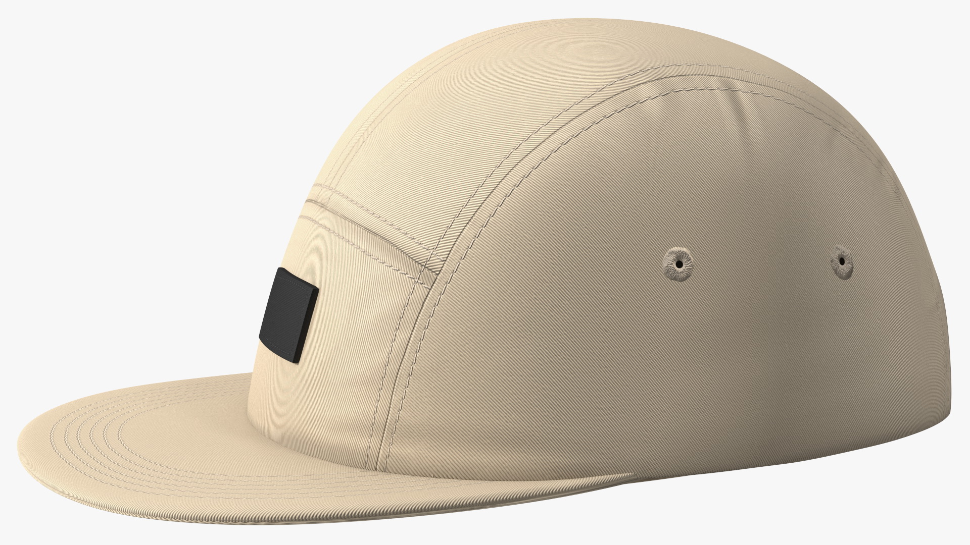 Strapback 5 Panel Cap Khaki 3D