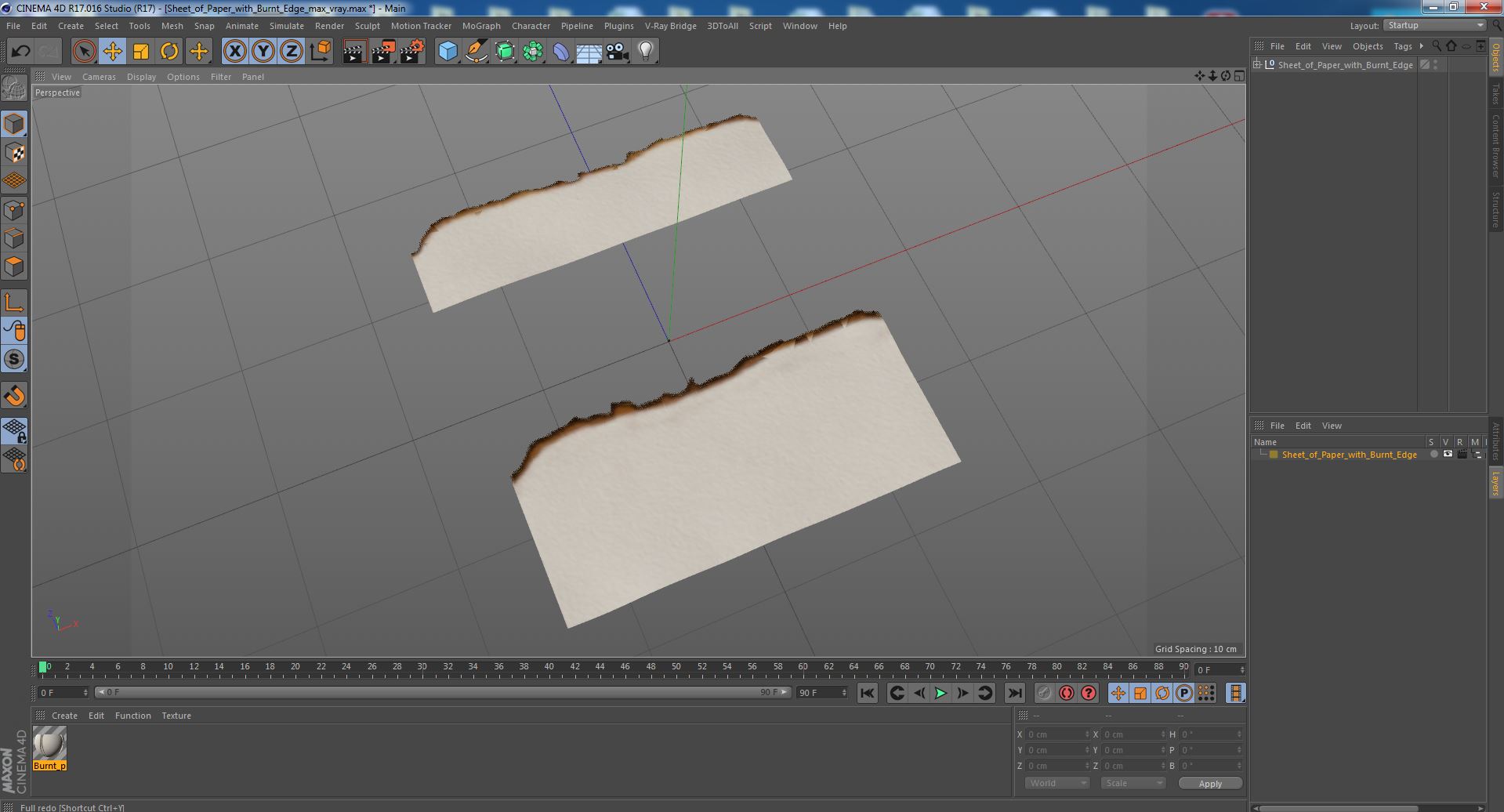 3D model Sheet of Paper with Burnt Edge