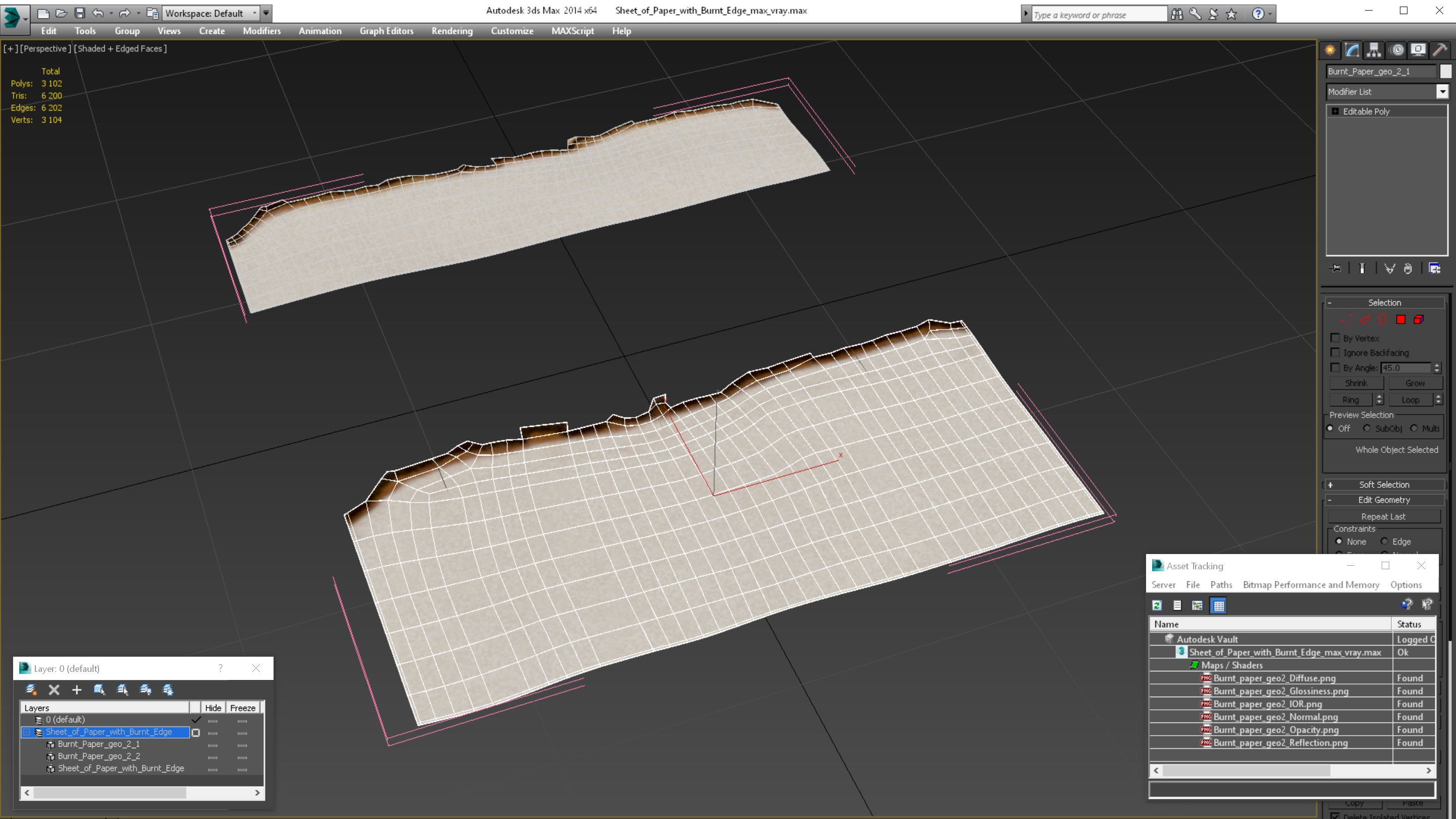 3D model Sheet of Paper with Burnt Edge