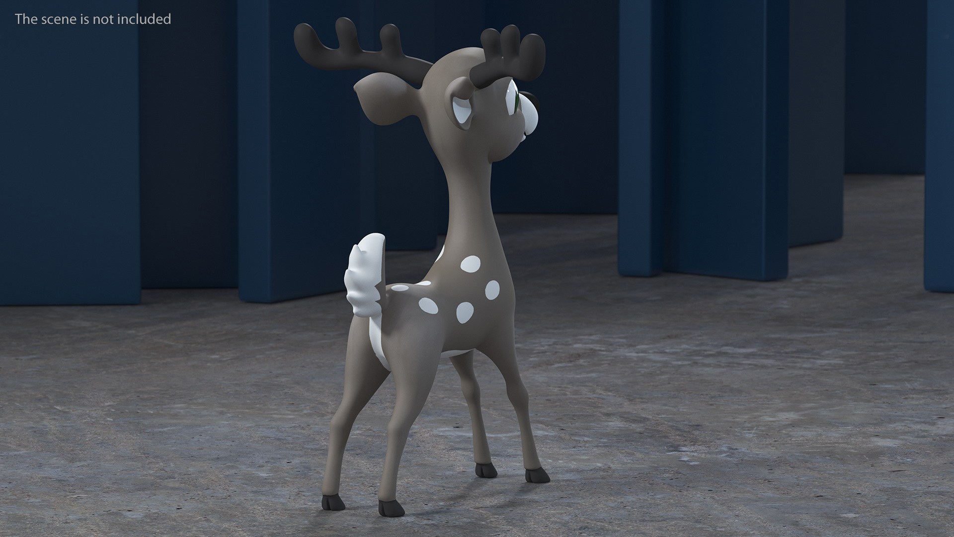 3D Grey Cartoon Reindeer