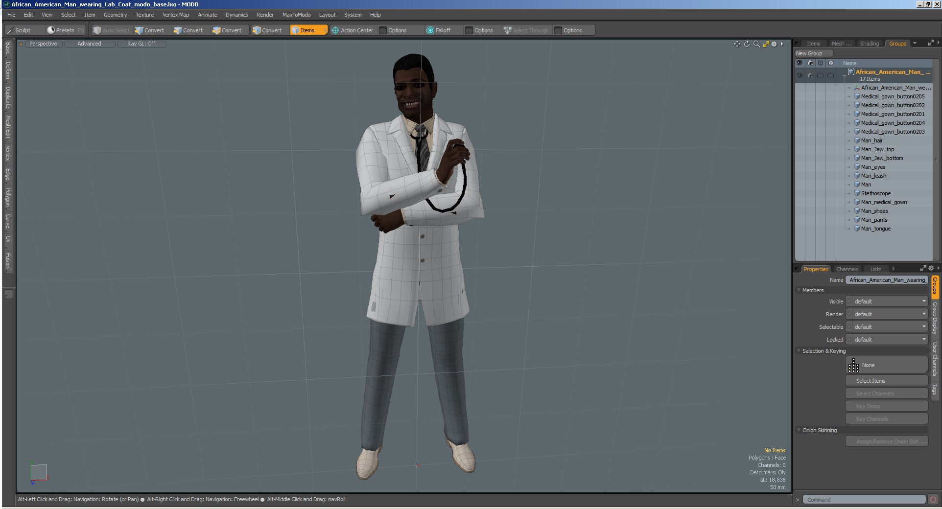 African American Man wearing Lab Coat 3D