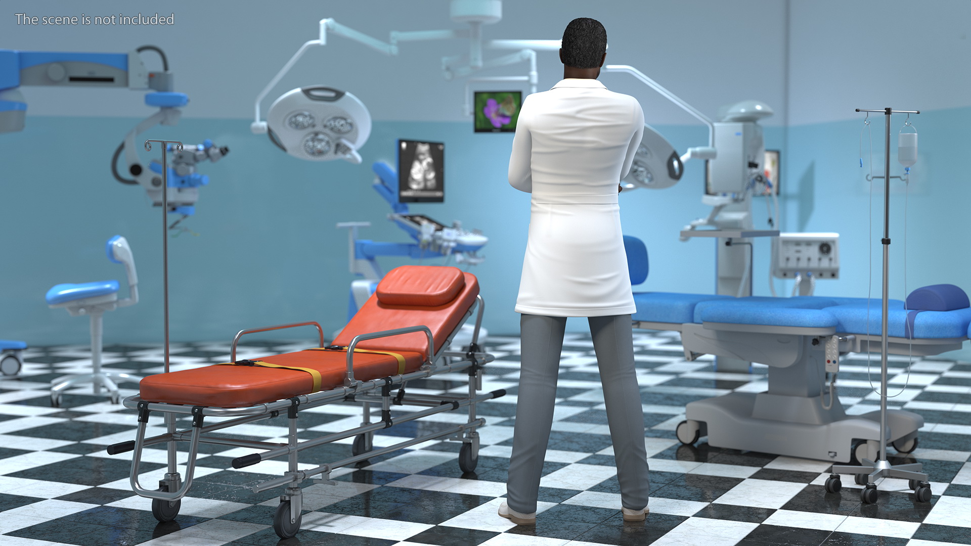 African American Man wearing Lab Coat 3D