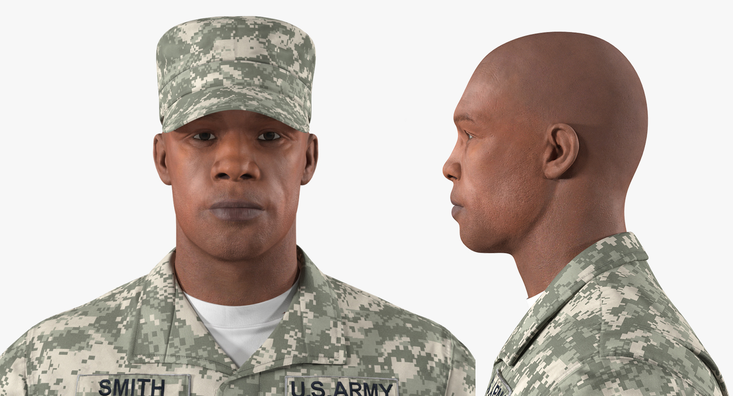 3D US Army Black Soldier Uniform T-Pose