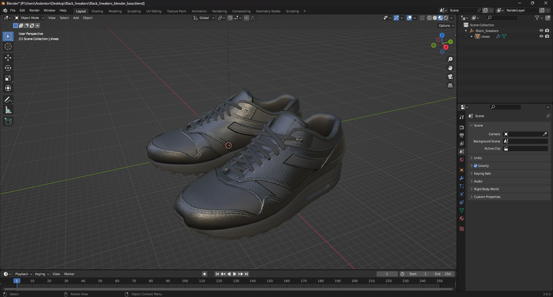 Black Sneakers 3D model