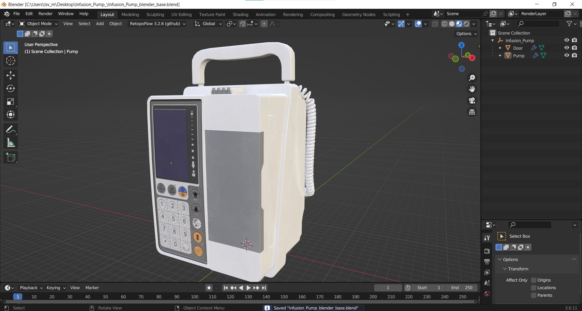 3D Infusion Pump model