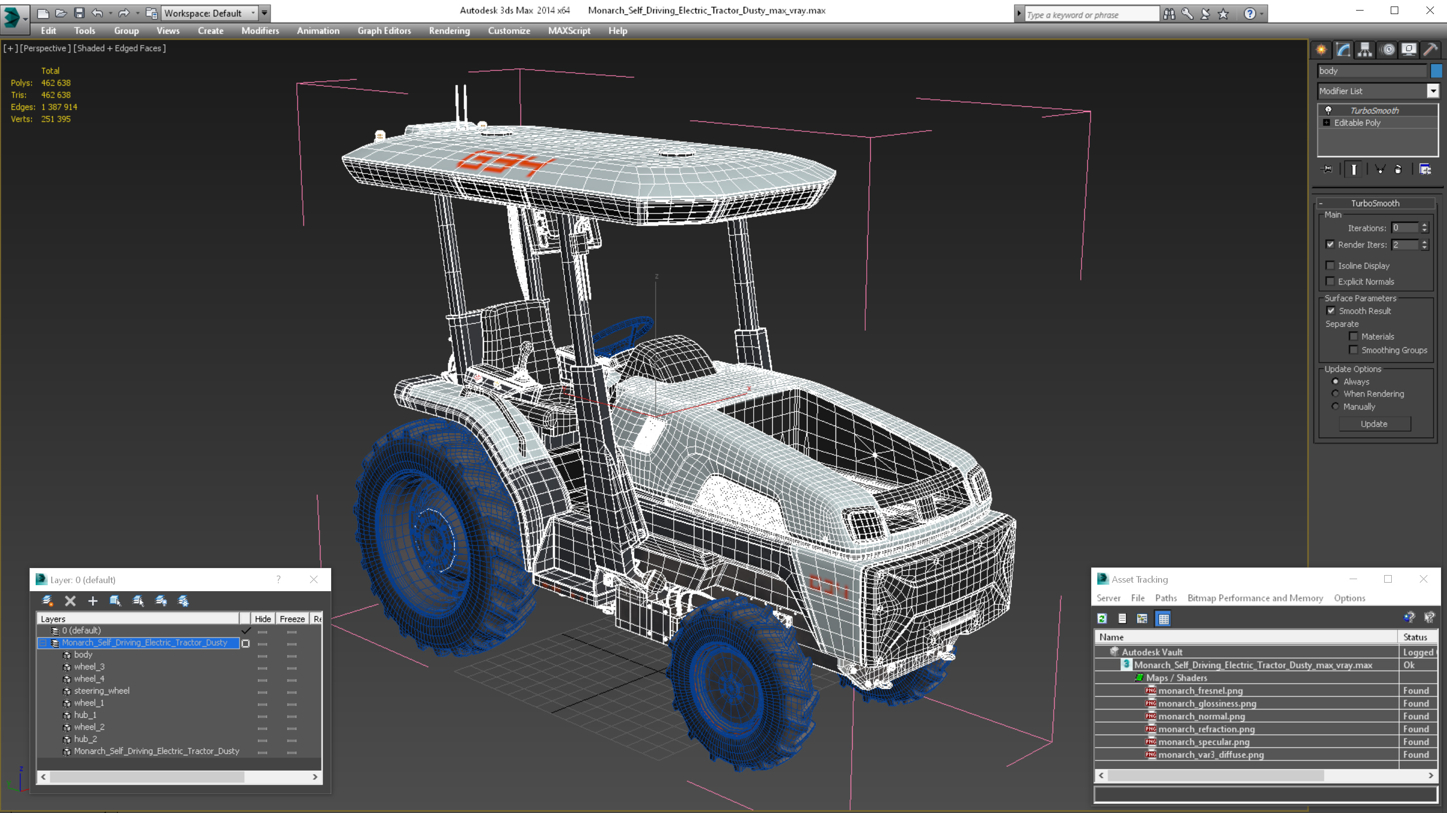 3D Monarch Self Driving Electric Tractor Dusty model