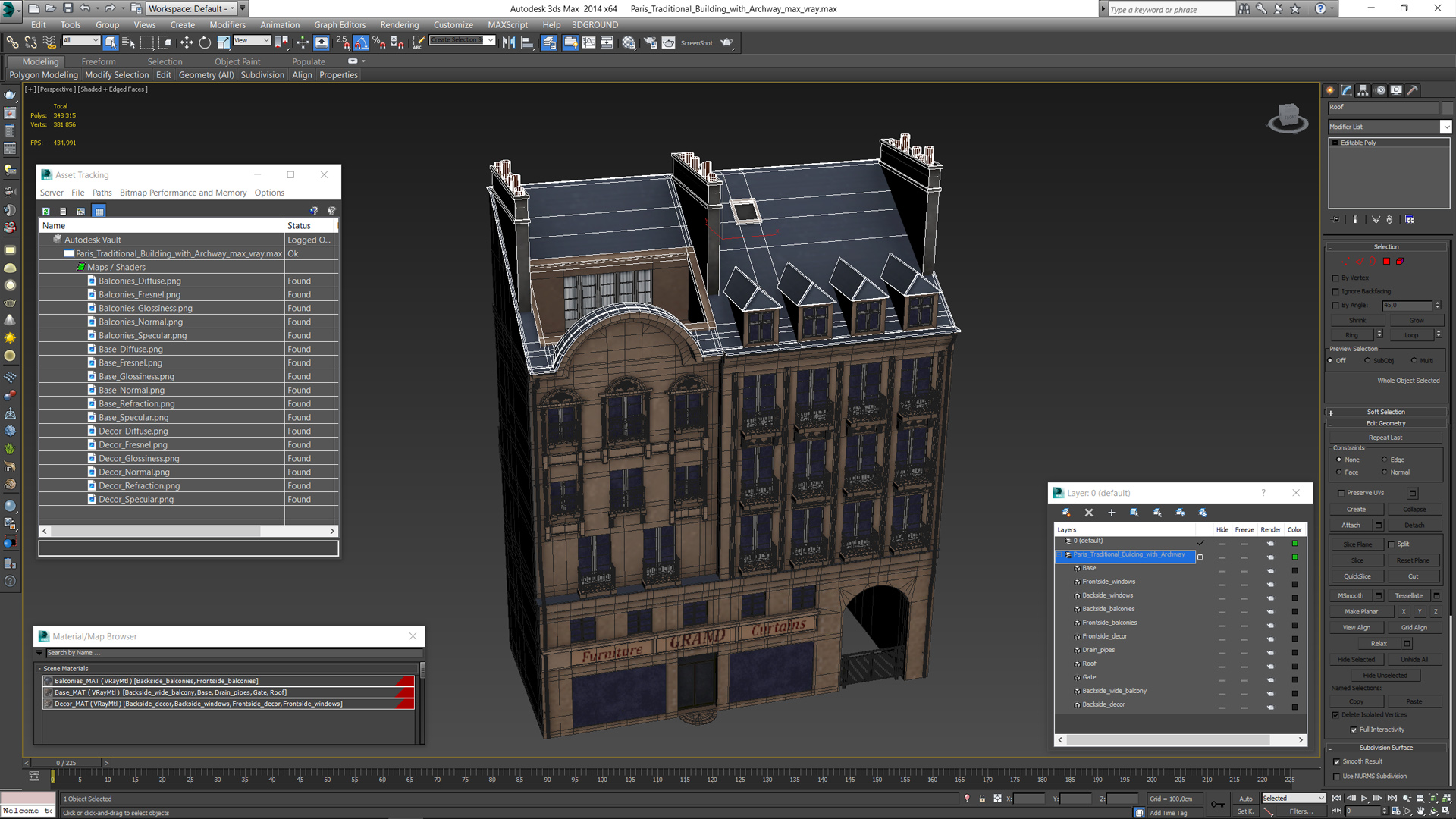 Paris Traditional Building with Archway 3D model