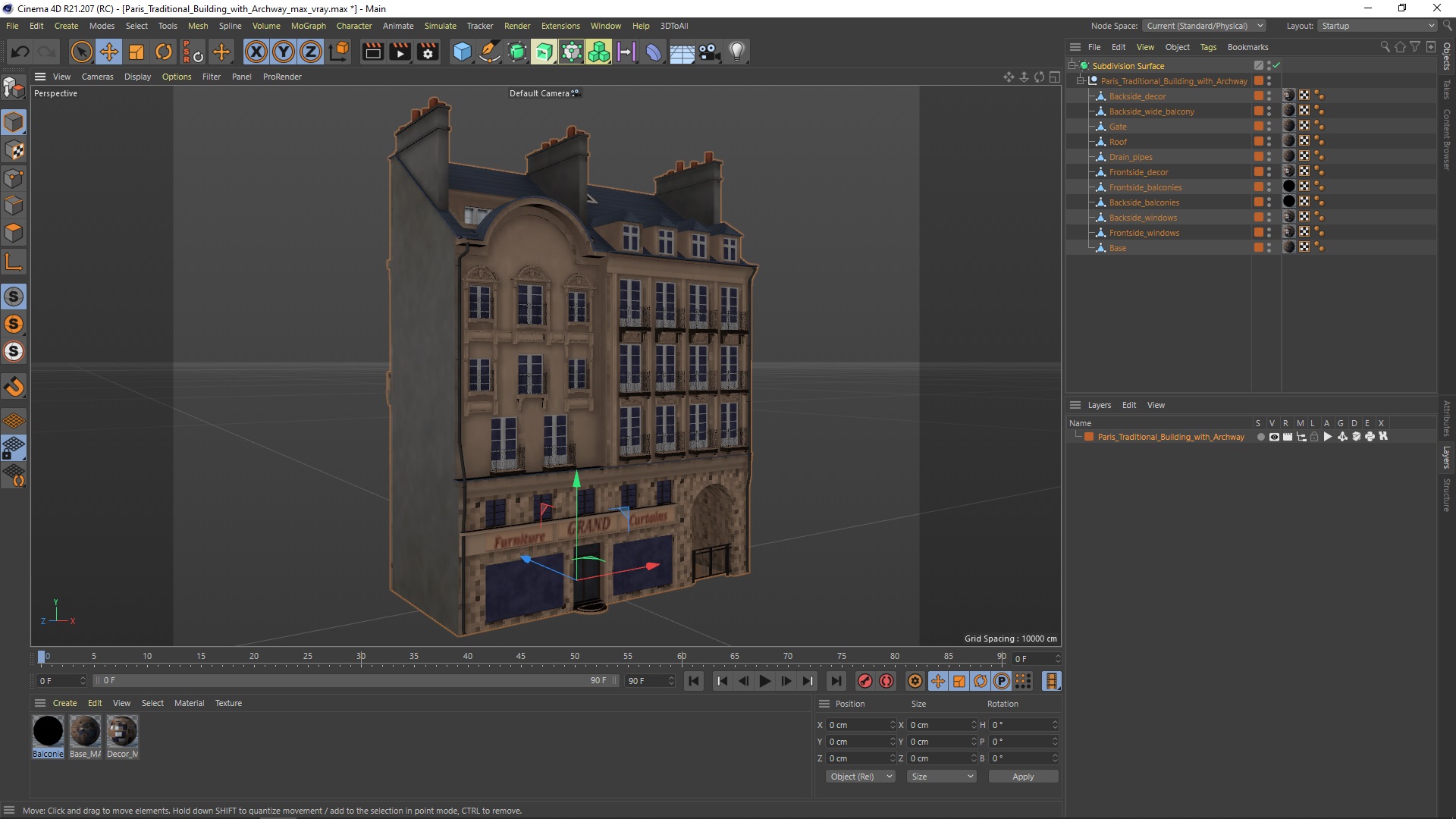 Paris Traditional Building with Archway 3D model