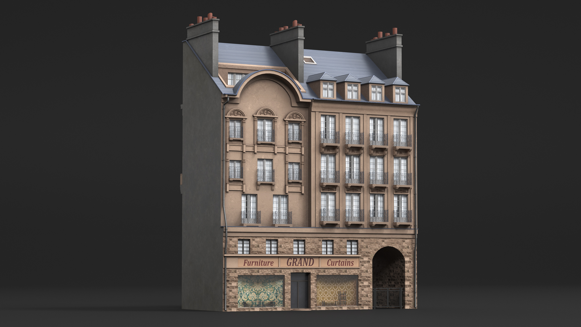 Paris Traditional Building with Archway 3D model