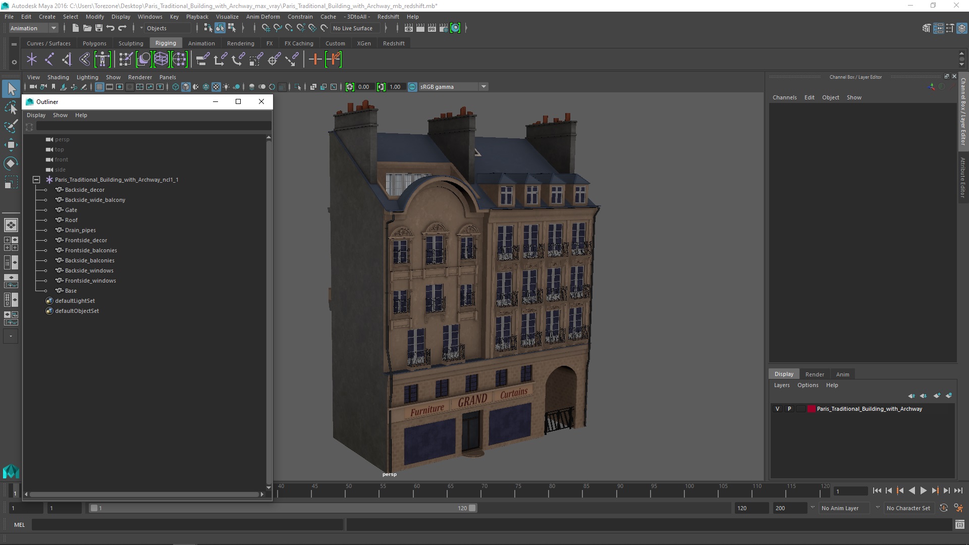 Paris Traditional Building with Archway 3D model