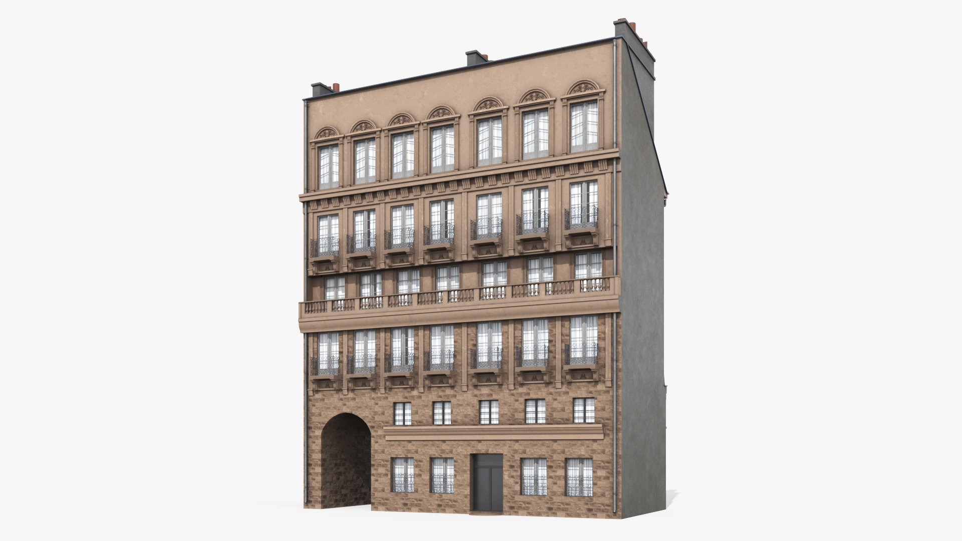 Paris Traditional Building with Archway 3D model