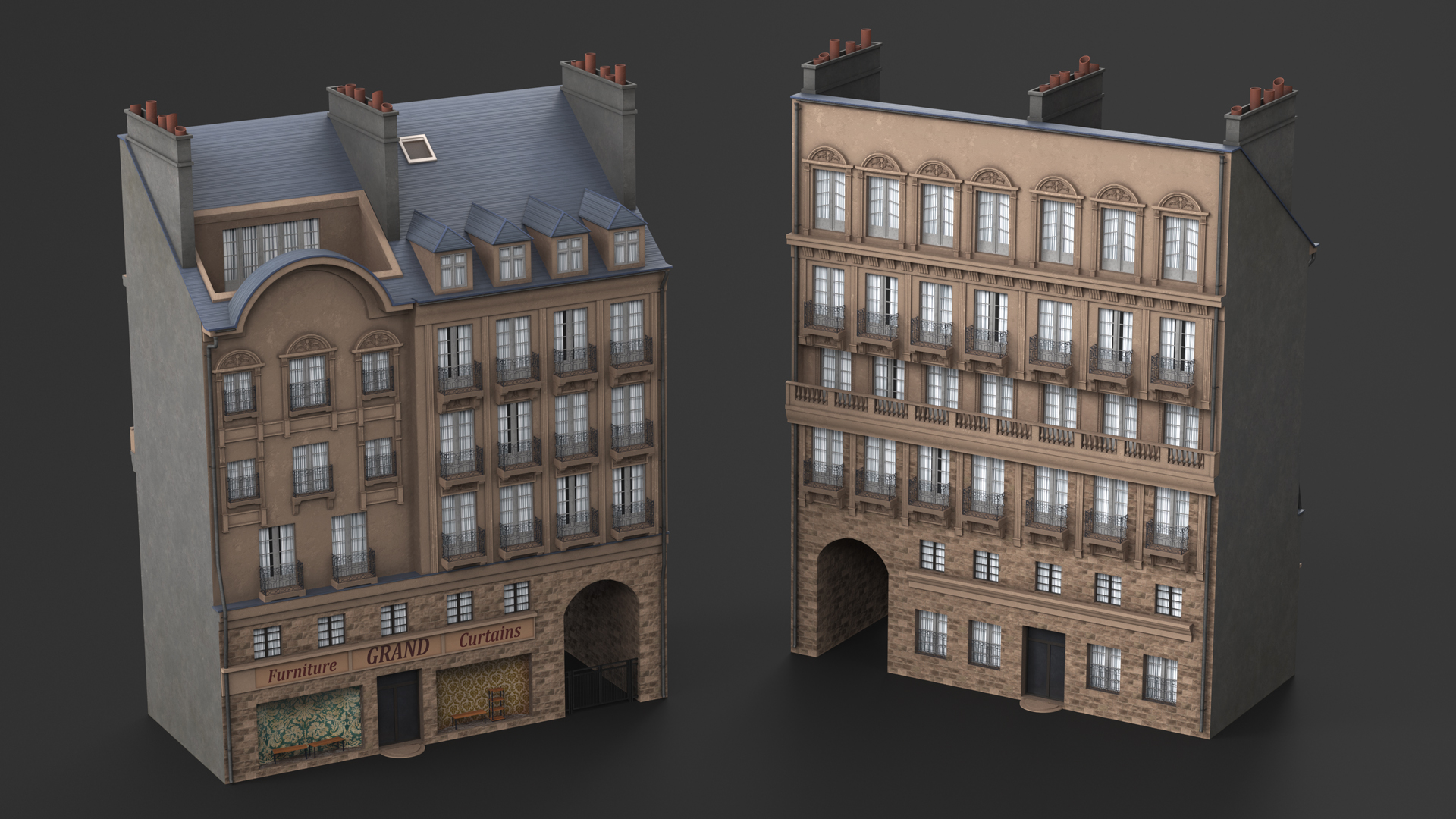 Paris Traditional Building with Archway 3D model