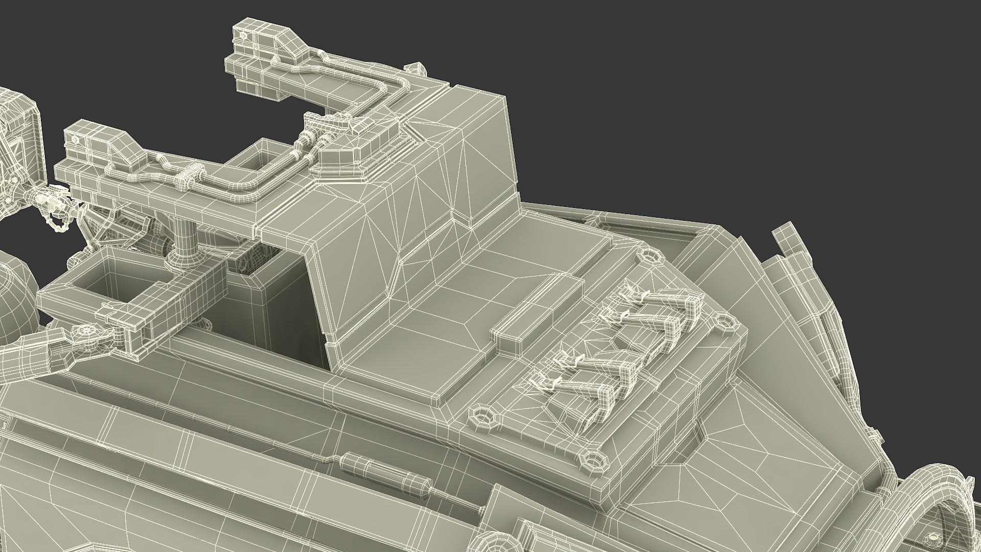 3D Futuristic Spacecraft with Mechanical Arms and Sci-Fi Container model