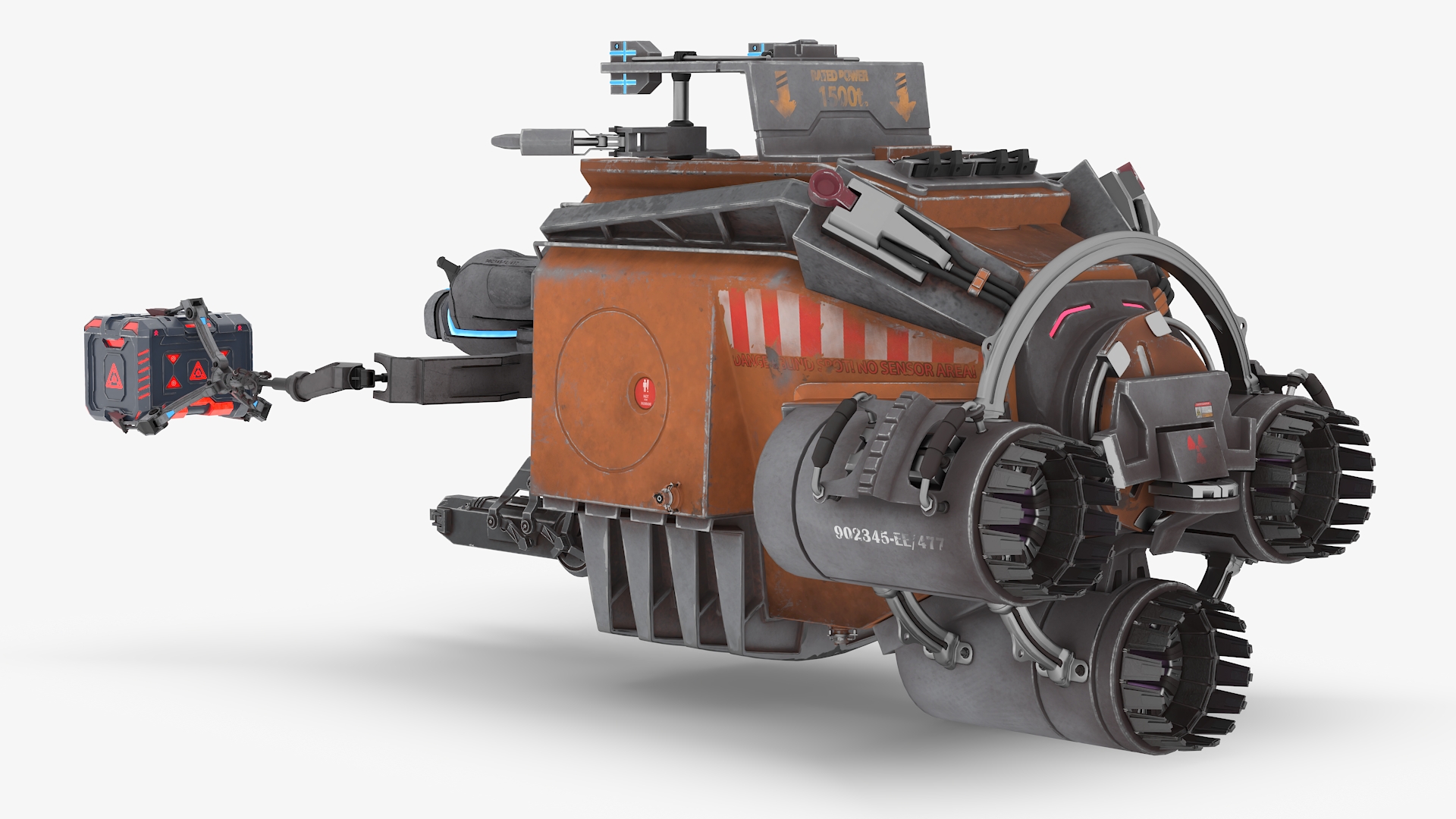 3D Futuristic Spacecraft with Mechanical Arms and Sci-Fi Container model