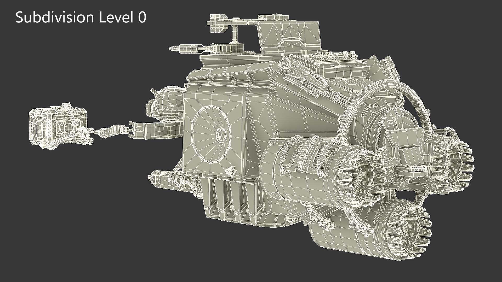 3D Futuristic Spacecraft with Mechanical Arms and Sci-Fi Container model