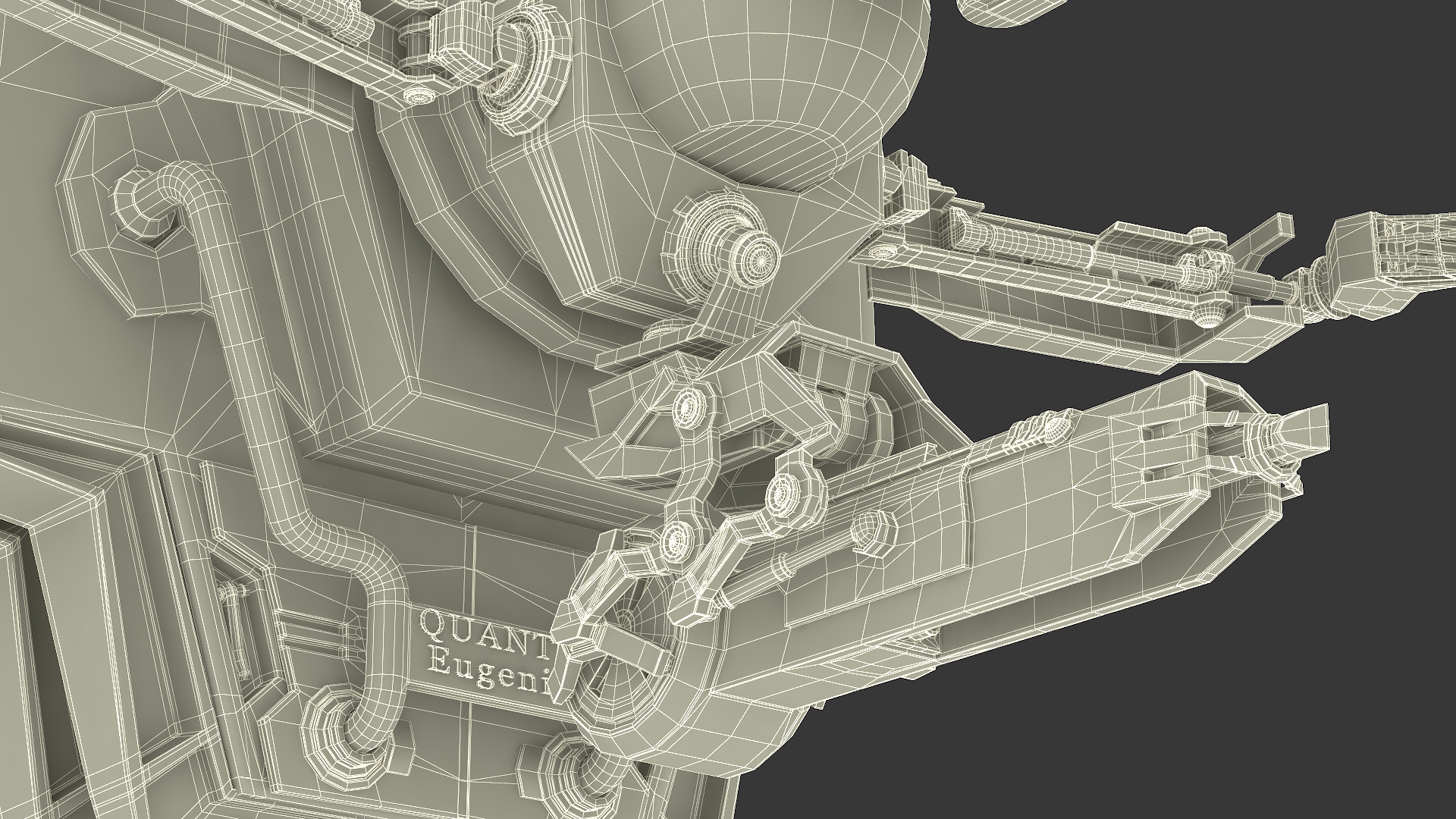 3D Futuristic Spacecraft with Mechanical Arms and Sci-Fi Container model