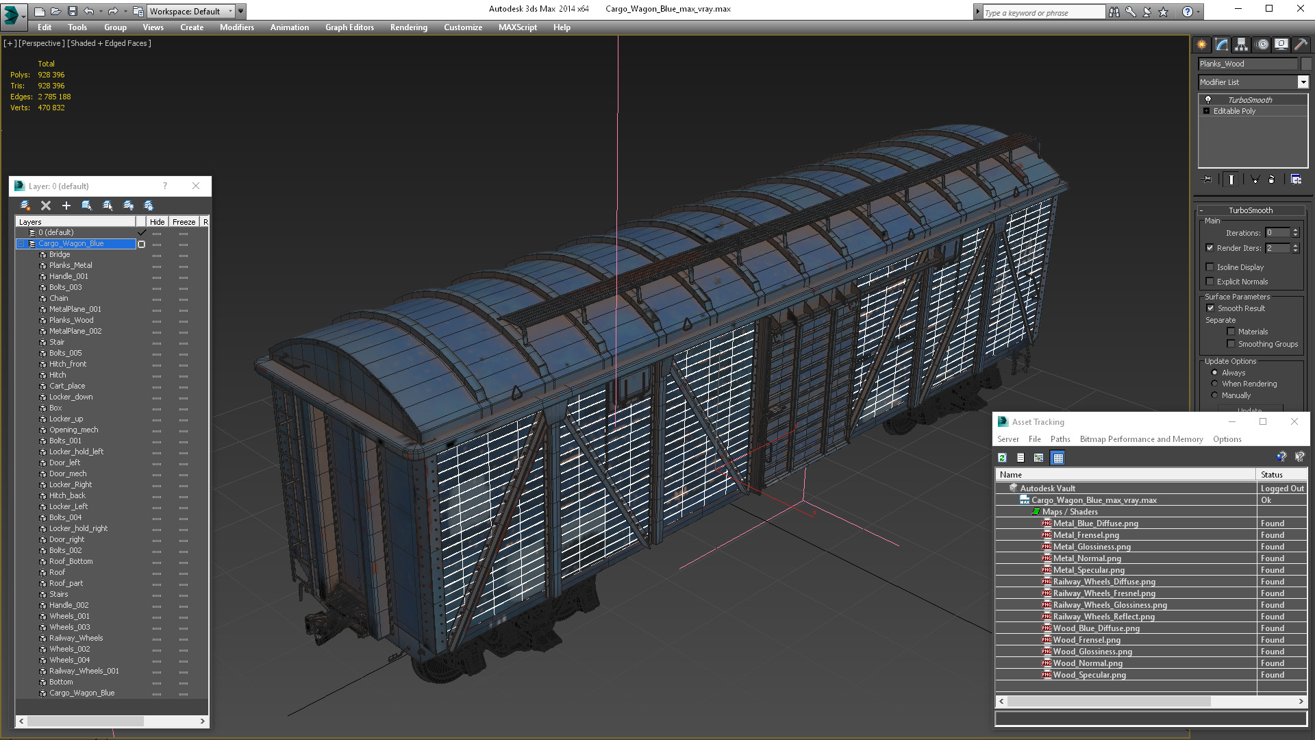 3D Cargo Wagon Blue