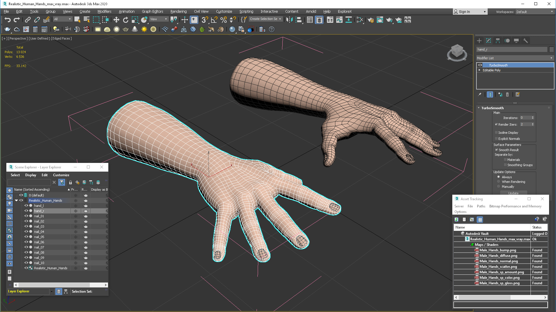 3D Realistic Human Hands