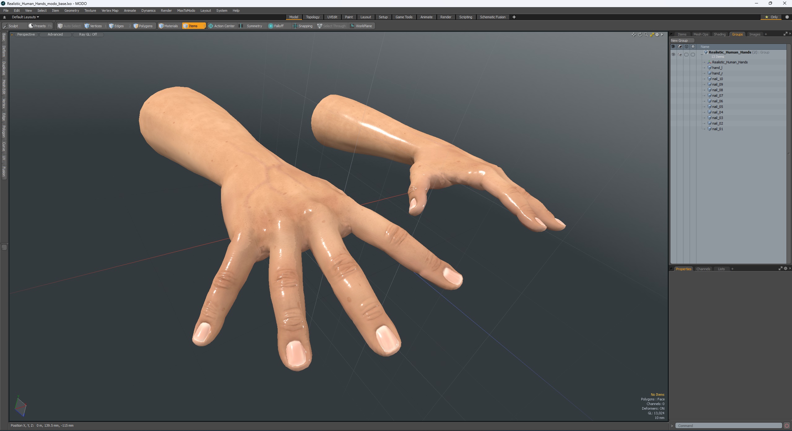 3D Realistic Human Hands