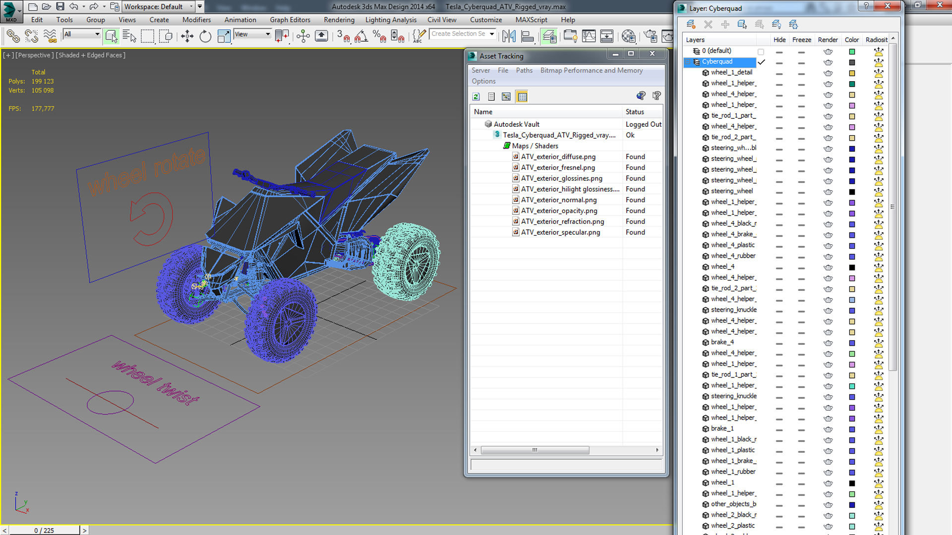 3D Tesla Cyberquad ATV Rigged