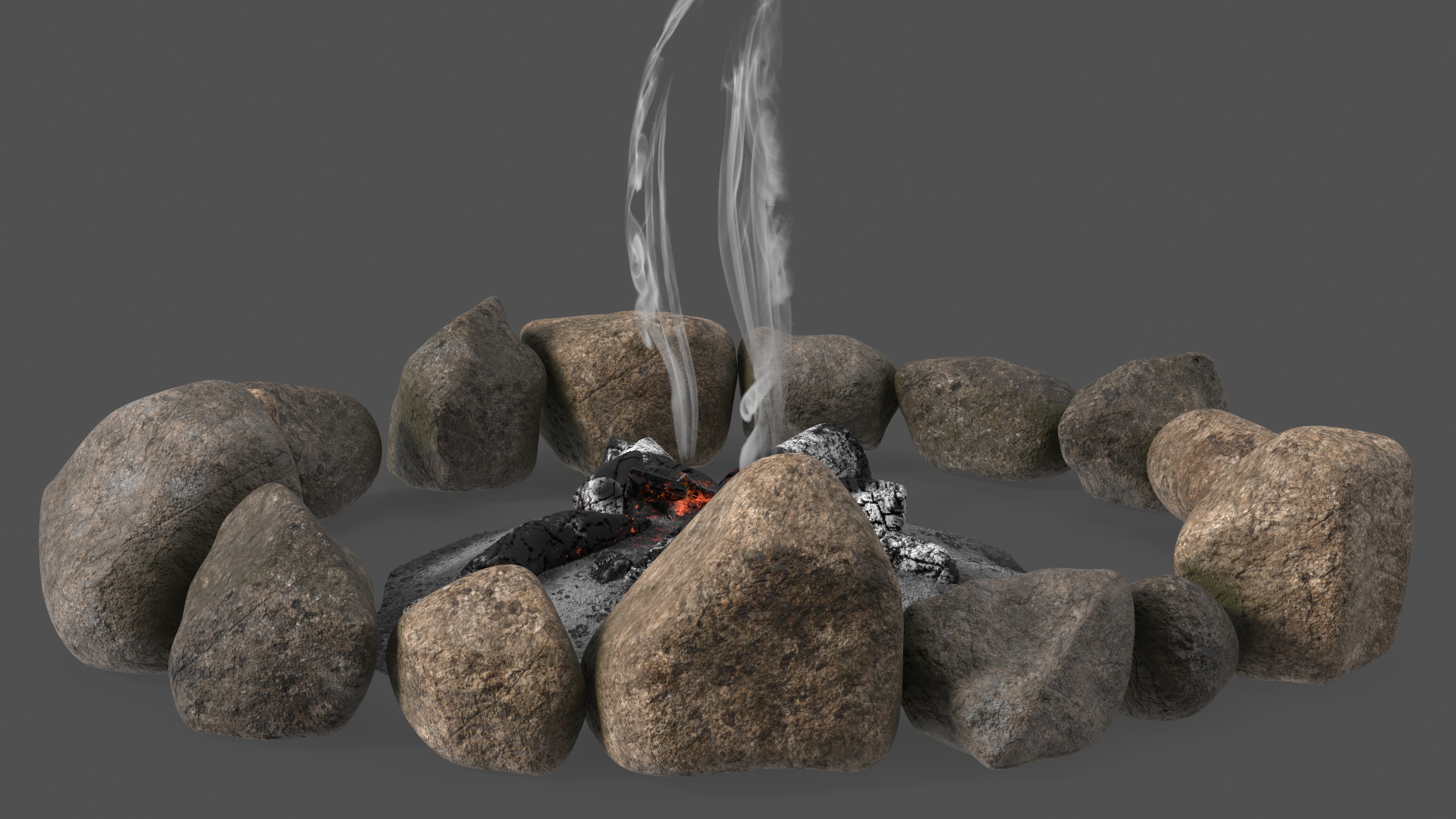 3D model Extinct Bonfire and Smoke