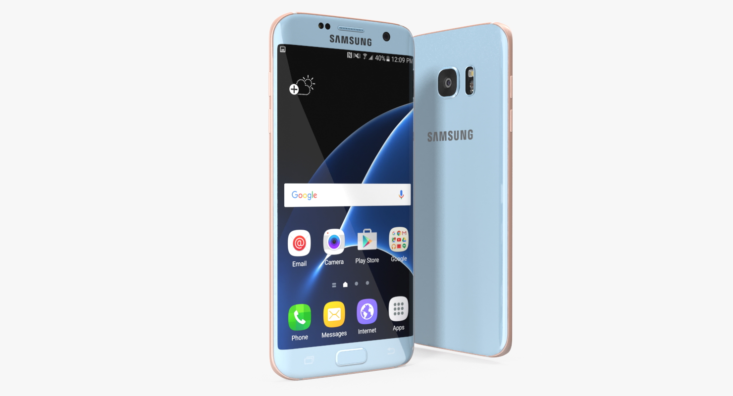 3D Samsung Galaxy S7 Edge Coral Blue model