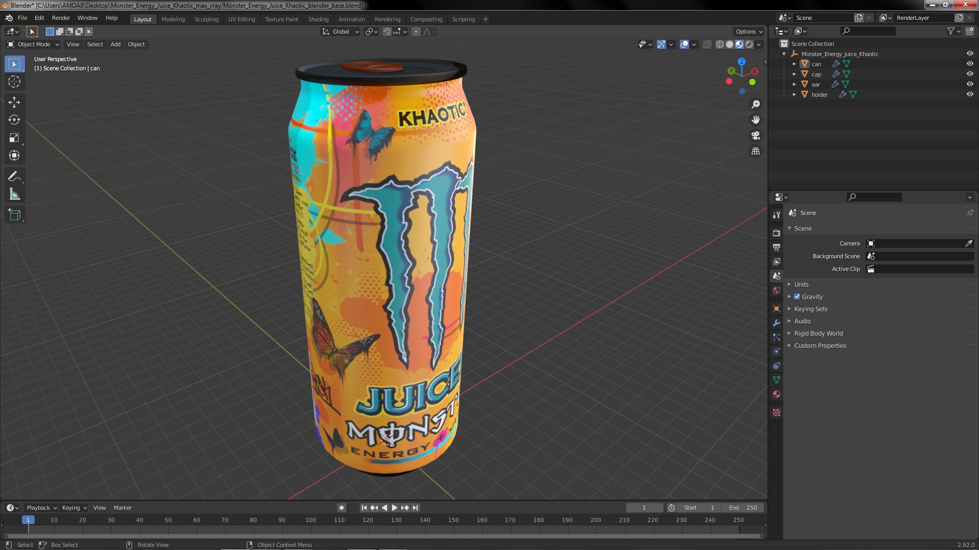 3D Monster Energy Juice Khaotic model