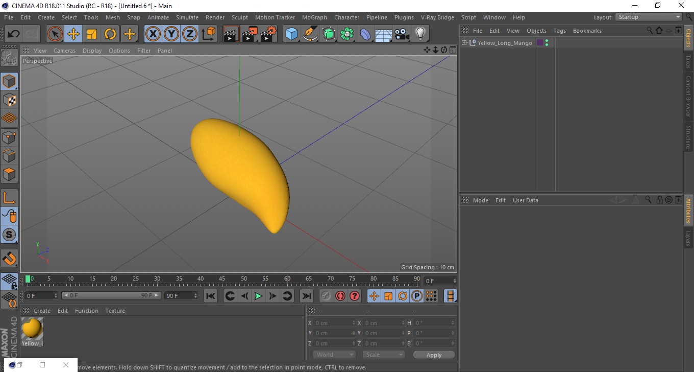 Yellow Long Mango 3D