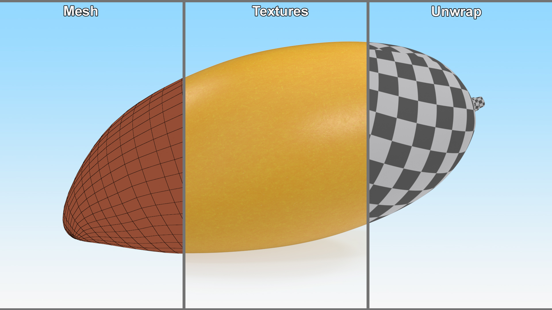 Yellow Long Mango 3D