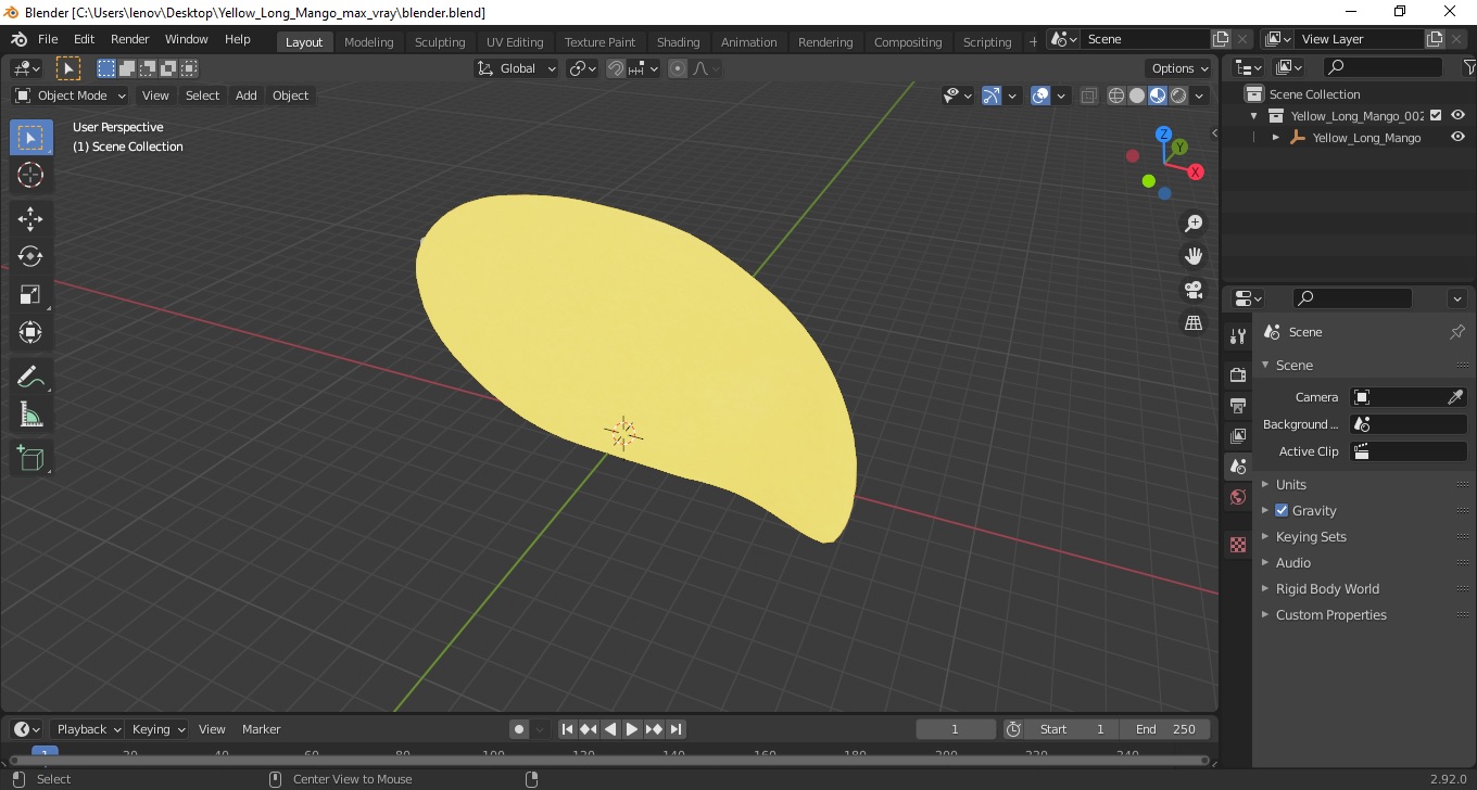 Yellow Long Mango 3D