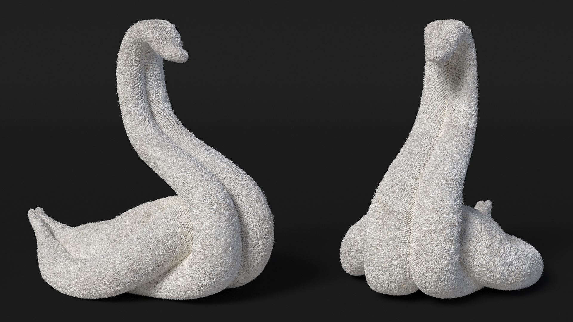 3D Towel Swan with Folded Wings White Fur model