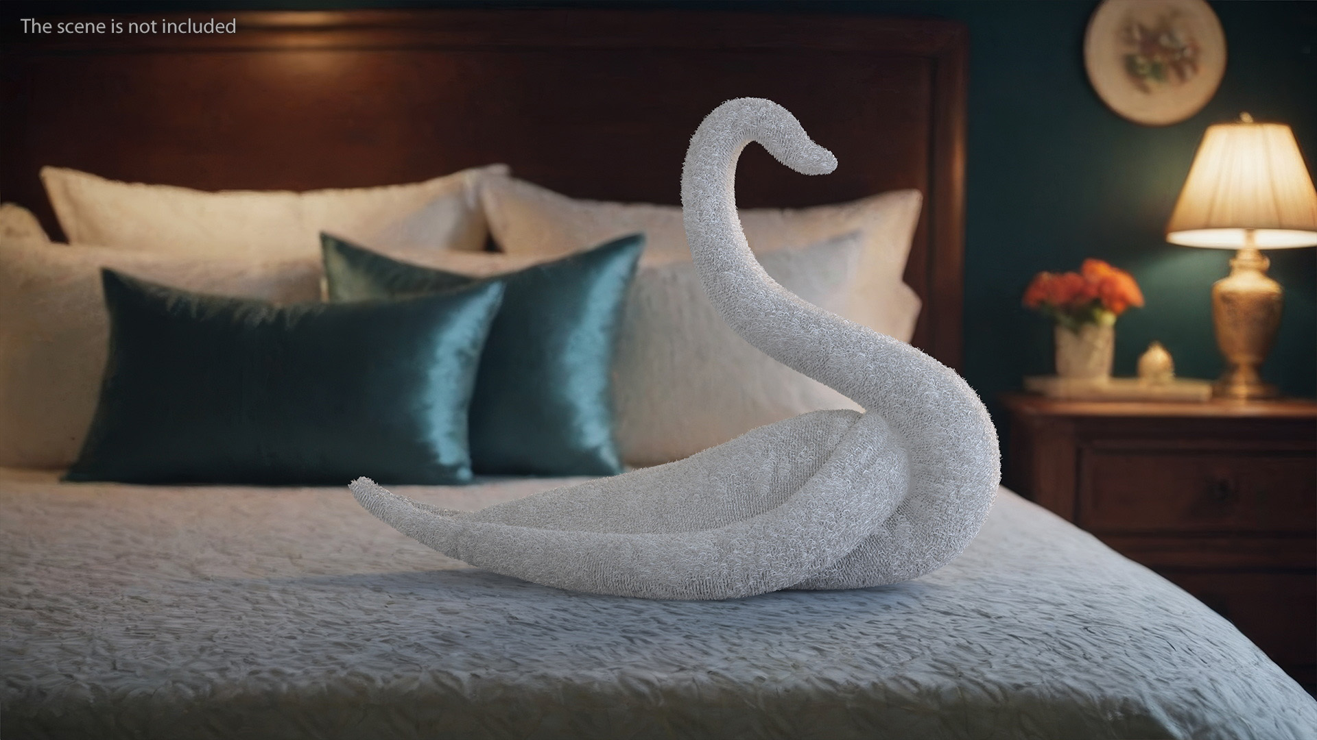 3D Towel Swan with Folded Wings White Fur model