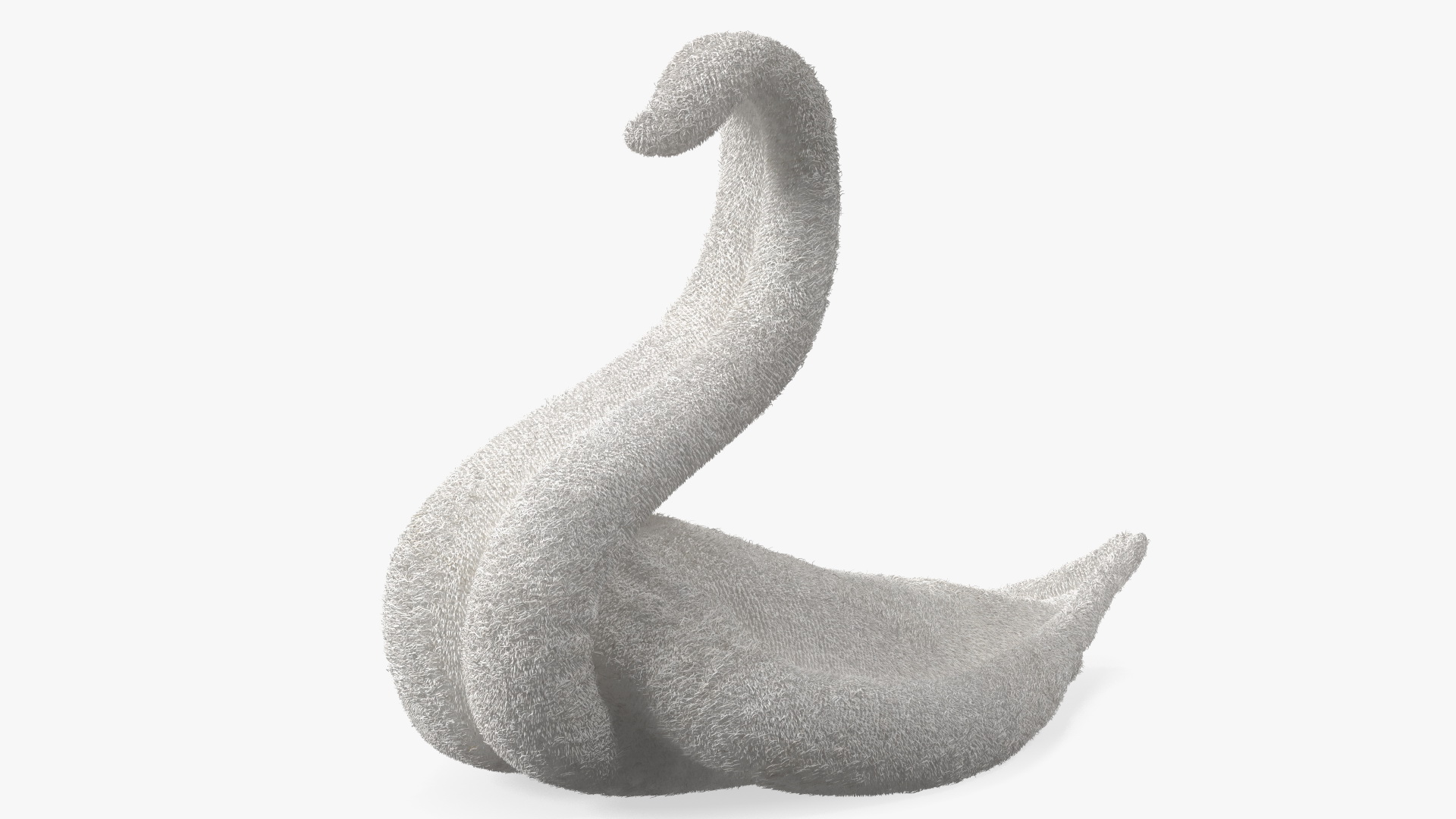 3D Towel Swan with Folded Wings White Fur model