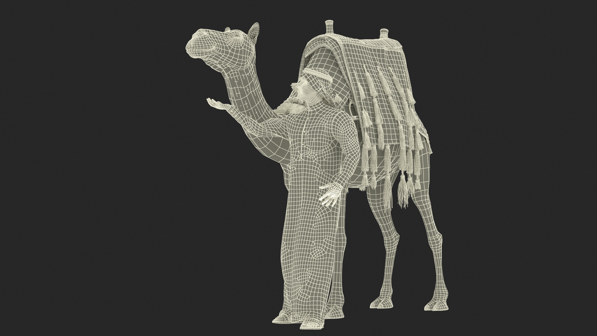 3D Arab Man with Camel in Cape Fur