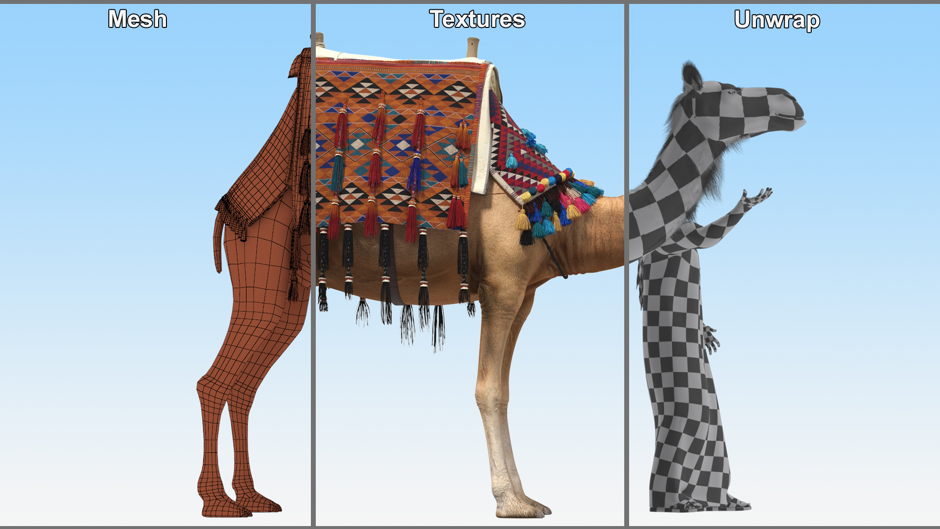 3D Arab Man with Camel in Cape Fur