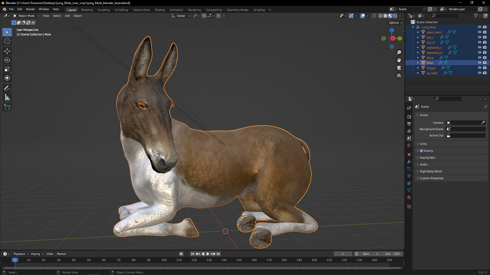 3D model Lying Mule